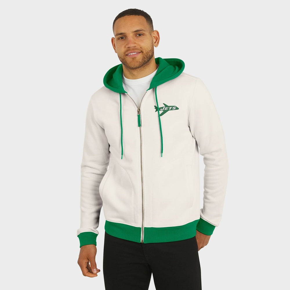 Fanatics New York Jets Darius Rucker Collection Distressed Graphics Full-Zip Hoodie Cream