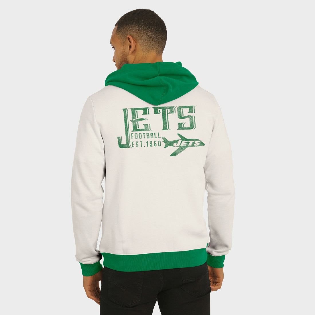Fanatics New York Jets Darius Rucker Collection Distressed Graphics Full-Zip Hoodie Cream