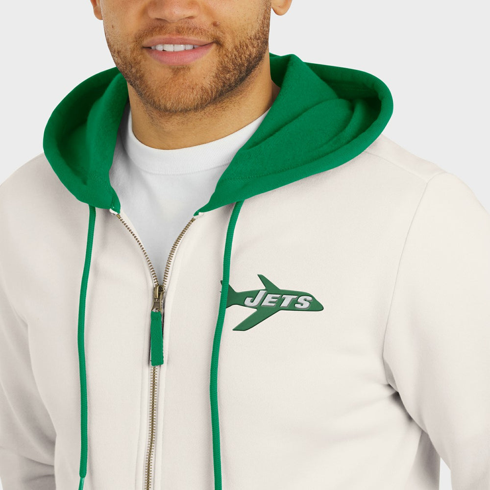 Fanatics New York Jets Darius Rucker Collection Distressed Graphics Full-Zip Hoodie Cream