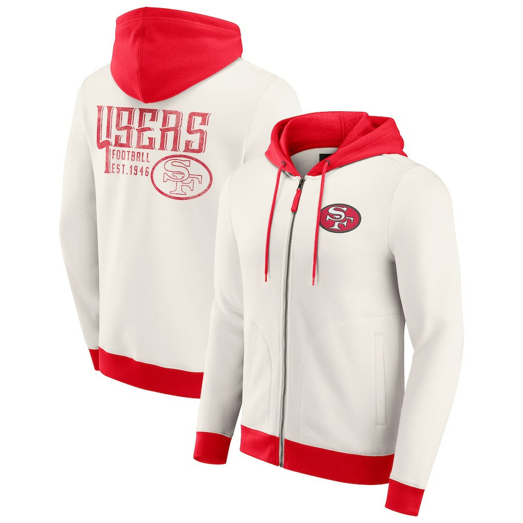 Fanatics San Francisco 49ers Darius Rucker Collection Distressed Graphics Full-Zip Hoodie Cream