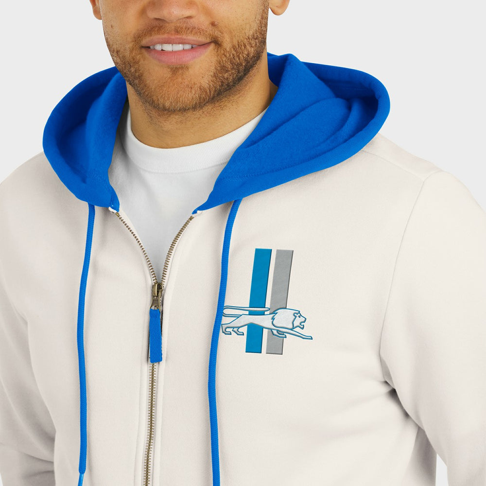 Fanatics Detroit Lions Darius Rucker Collection Distressed Graphics Full-Zip Hoodie Cream