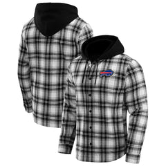 Fanatics Buffalo Bills NFL x Darius Rucker Collection Plaid Flannel Quilted Full-Snap Hooded Shacket Black