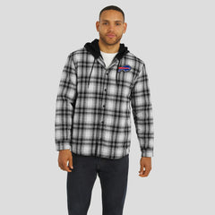 Fanatics Buffalo Bills NFL x Darius Rucker Collection Plaid Flannel Quilted Full-Snap Hooded Shacket Black