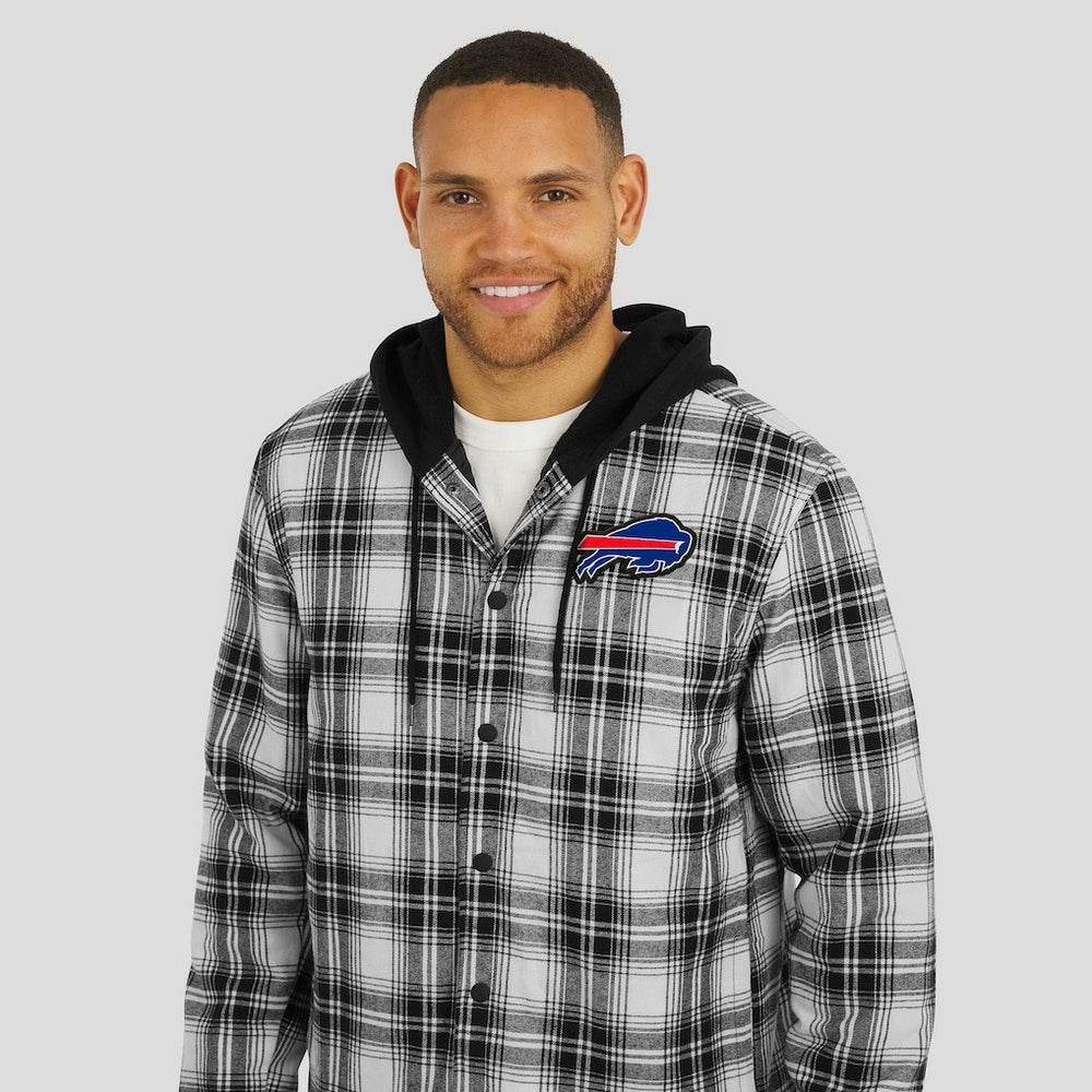 Fanatics Buffalo Bills NFL x Darius Rucker Collection Plaid Flannel Quilted Full-Snap Hooded Shacket Black