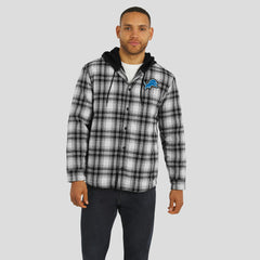 Fanatics Detroit Lions NFL x Darius Rucker Collection Plaid Flannel Quilted Full-Snap Hooded Shacket Black