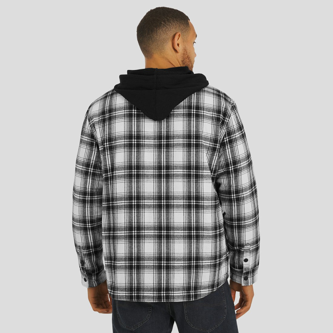 Fanatics Detroit Lions NFL x Darius Rucker Collection Plaid Flannel Quilted Full-Snap Hooded Shacket Black