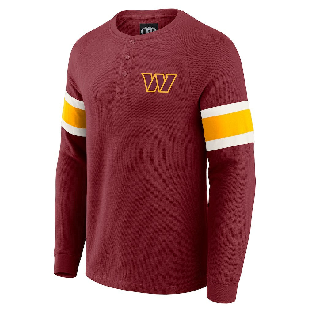 Fanatics Washington Commanders Darius Rucker Collection Waffle-Knit Raglan Long Sleeve Henley T-Shirt Burgundy