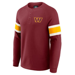 Fanatics Washington Commanders Darius Rucker Collection Waffle-Knit Raglan Long Sleeve Henley T-Shirt Burgundy