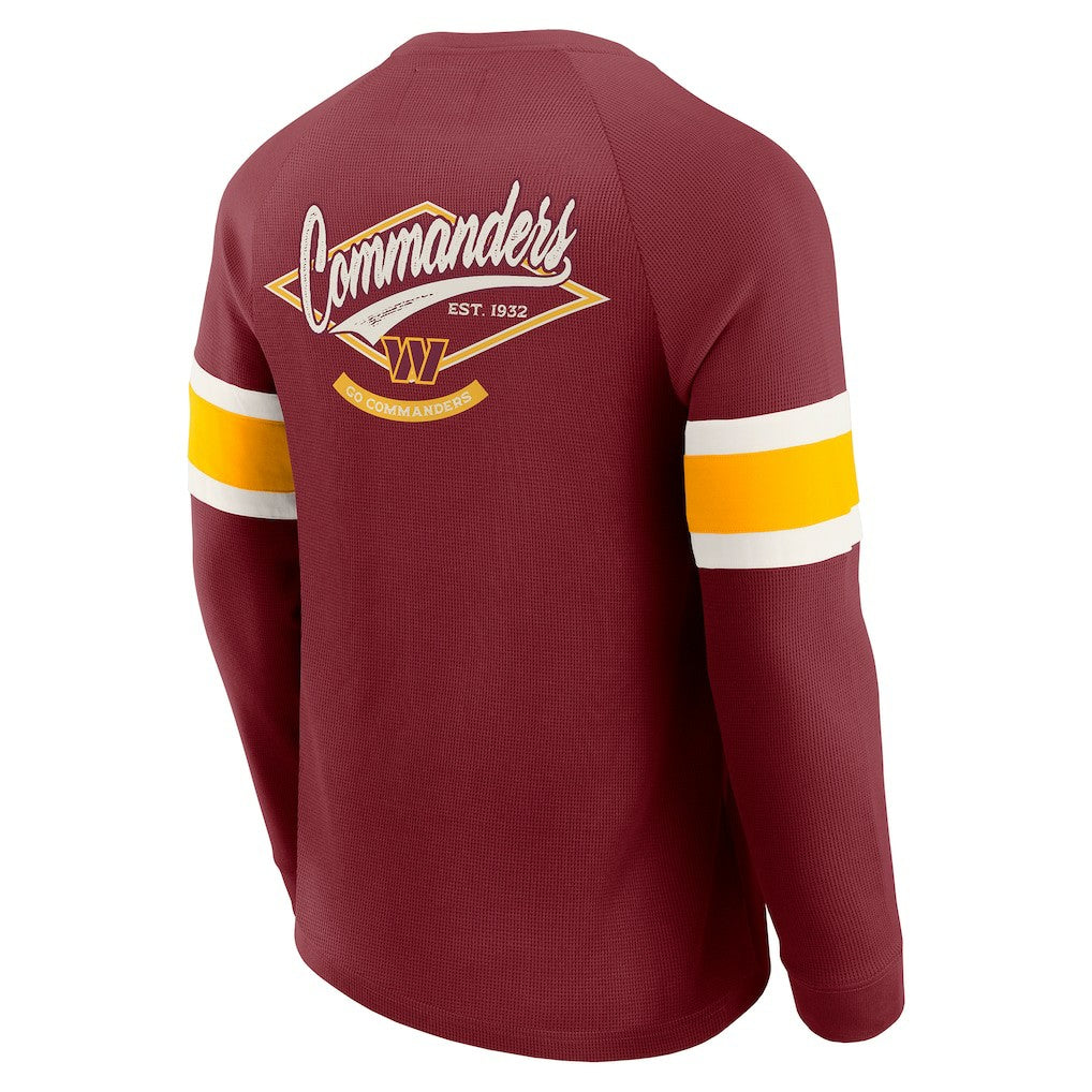 Fanatics Washington Commanders Darius Rucker Collection Waffle-Knit Raglan Long Sleeve Henley T-Shirt Burgundy
