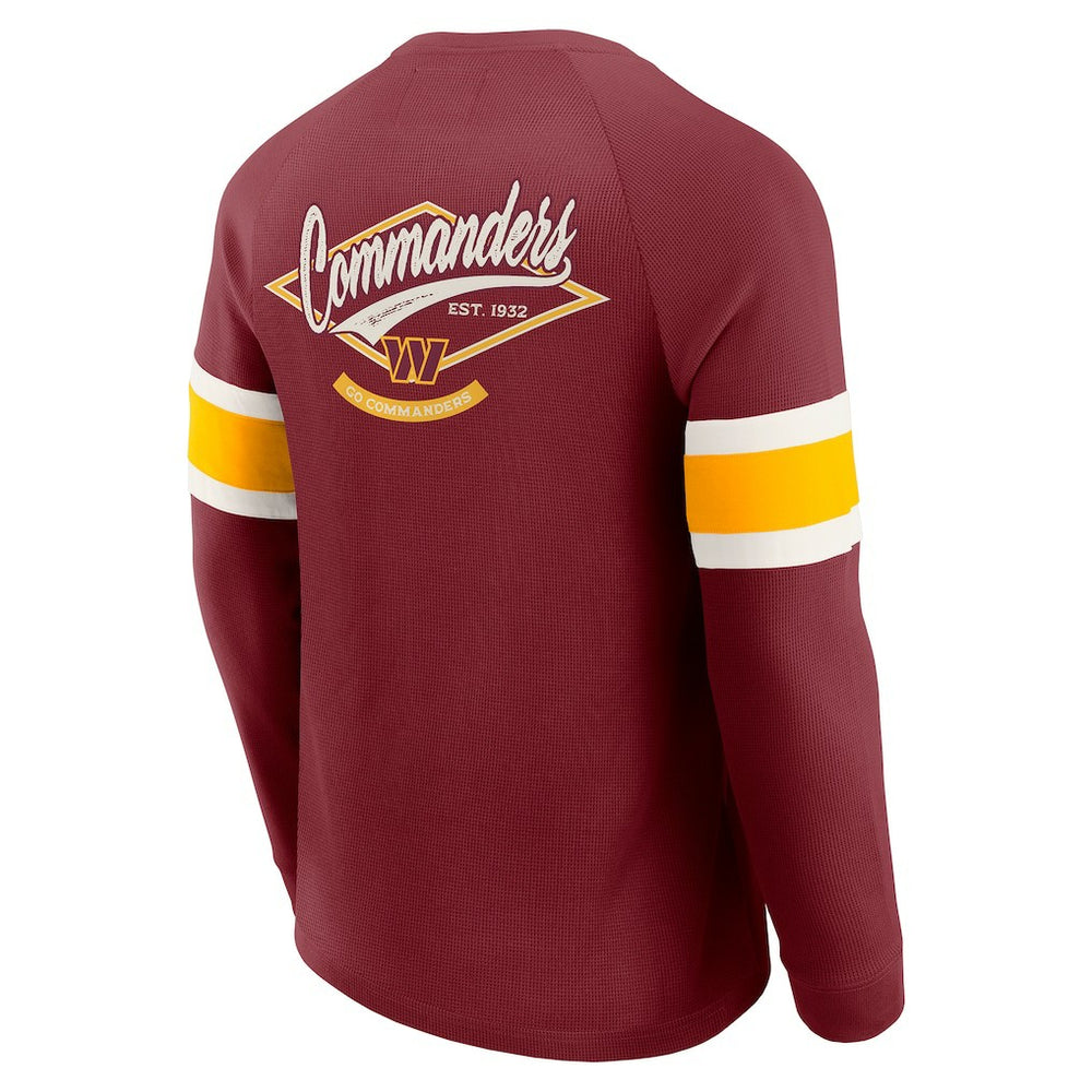 Fanatics Washington Commanders Darius Rucker Collection Waffle-Knit Raglan Long Sleeve Henley T-Shirt Burgundy