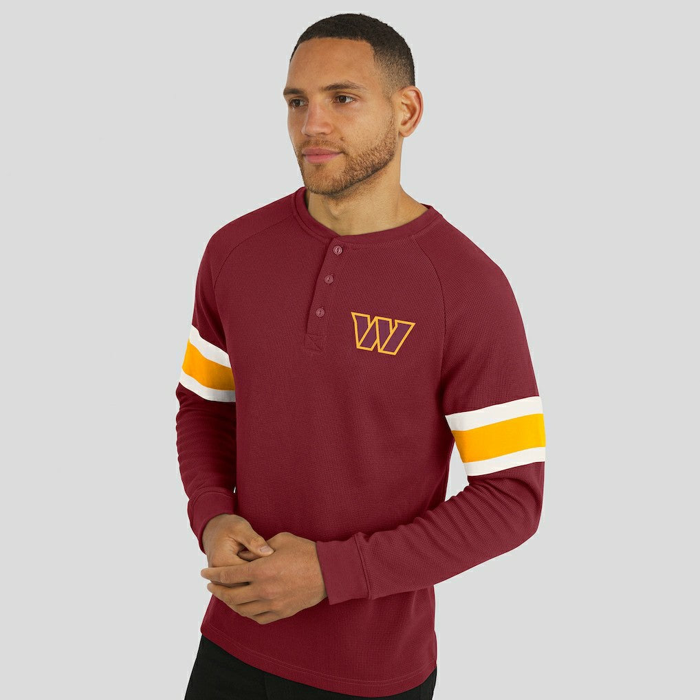 Fanatics Washington Commanders Darius Rucker Collection Waffle-Knit Raglan Long Sleeve Henley T-Shirt Burgundy