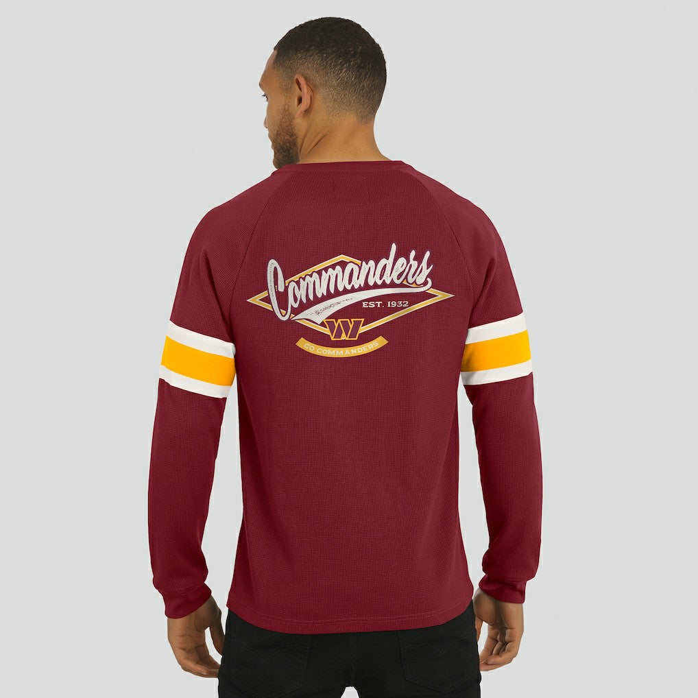 Fanatics Washington Commanders Darius Rucker Collection Waffle-Knit Raglan Long Sleeve Henley T-Shirt Burgundy