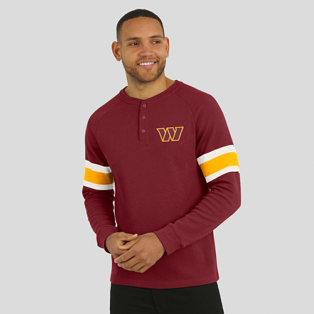 Fanatics Washington Commanders Darius Rucker Collection Waffle-Knit Raglan Long Sleeve Henley T-Shirt Burgundy