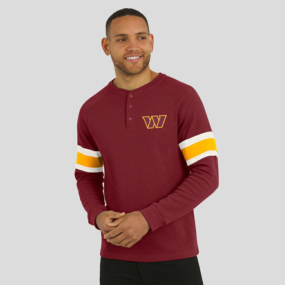 Fanatics Washington Commanders Darius Rucker Collection Waffle-Knit Raglan Long Sleeve Henley T-Shirt Burgundy