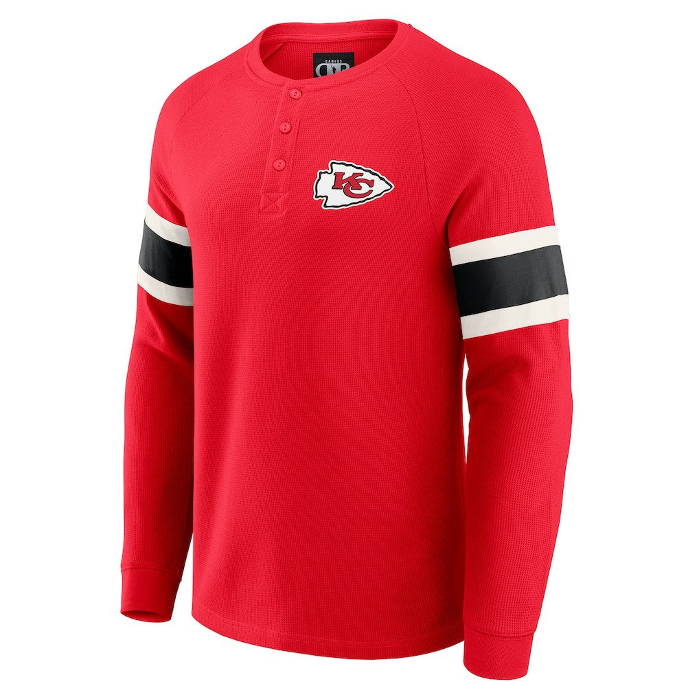 Fanatics Kansas City Chiefs Darius Rucker Collection Waffle-Knit Raglan Long Sleeve Henley T-Shirt Red