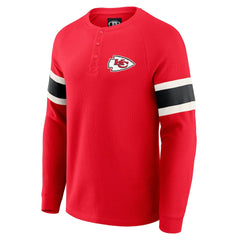 Fanatics Kansas City Chiefs Darius Rucker Collection Waffle-Knit Raglan Long Sleeve Henley T-Shirt Red
