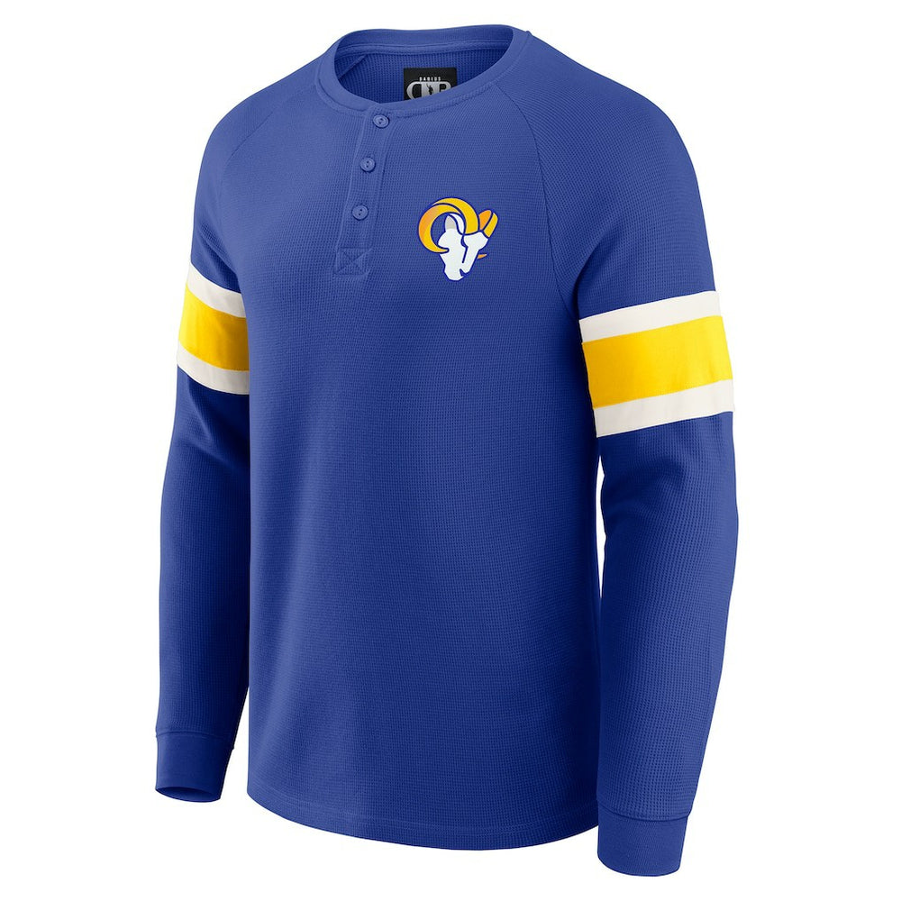 Fanatics Los Angeles Rams Darius Rucker Collection Waffle-Knit Raglan Long Sleeve Henley T-Shirt Royal