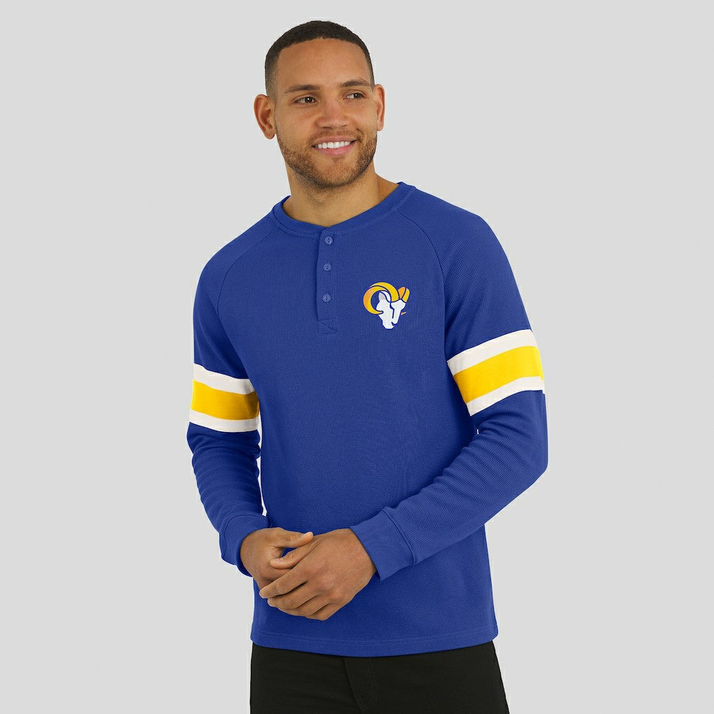Fanatics Los Angeles Rams Darius Rucker Collection Waffle-Knit Raglan Long Sleeve Henley T-Shirt Royal