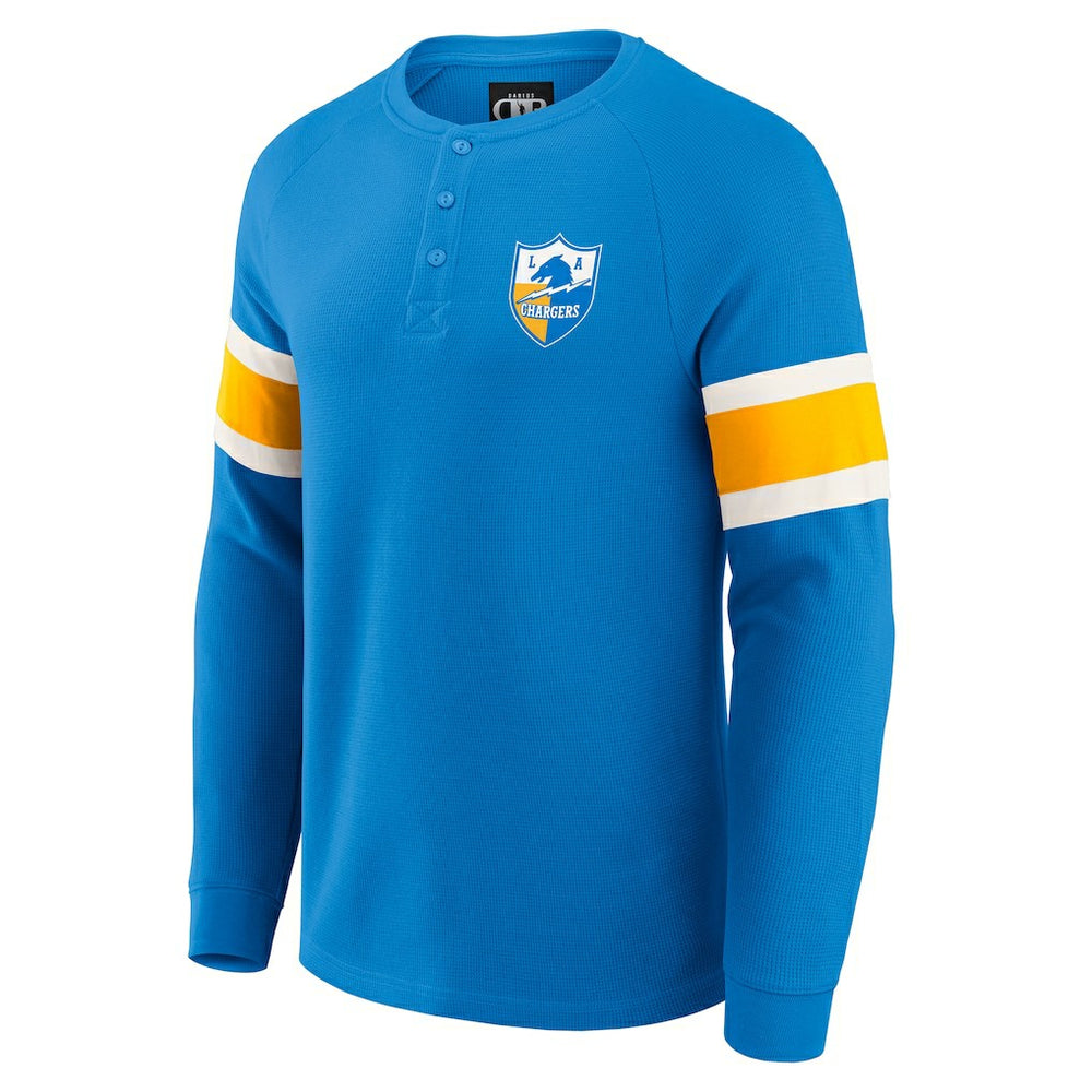Fanatics Los Angeles Chargers Darius Rucker Collection Waffle-Knit Raglan Long Sleeve Henley T-Shirt Powder Blue