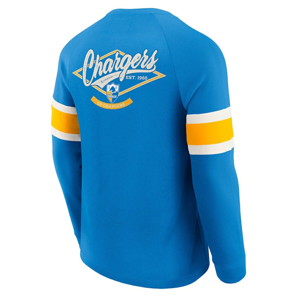 Fanatics Los Angeles Chargers Darius Rucker Collection Waffle-Knit Raglan Long Sleeve Henley T-Shirt Powder Blue