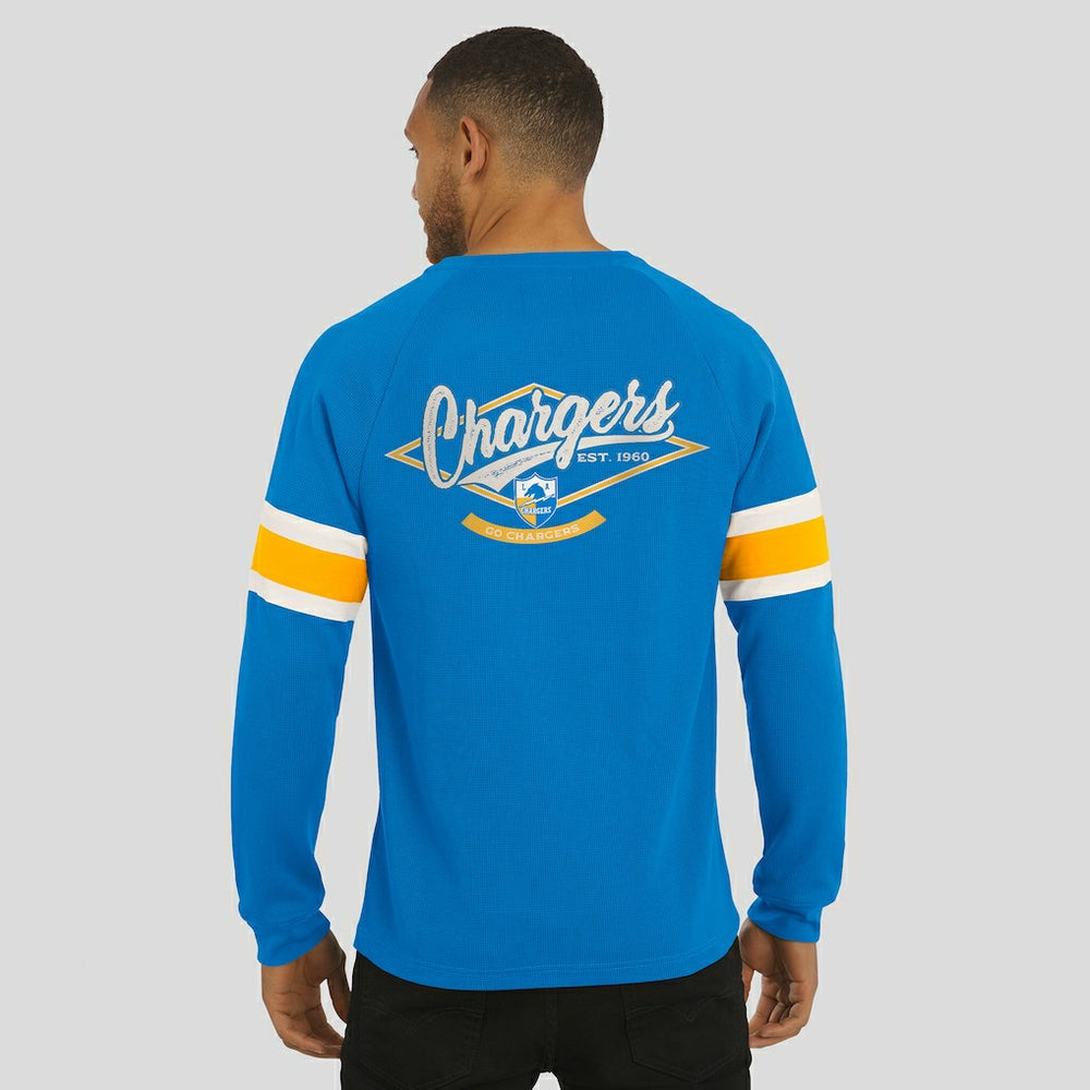 Fanatics Los Angeles Chargers Darius Rucker Collection Waffle-Knit Raglan Long Sleeve Henley T-Shirt Powder Blue