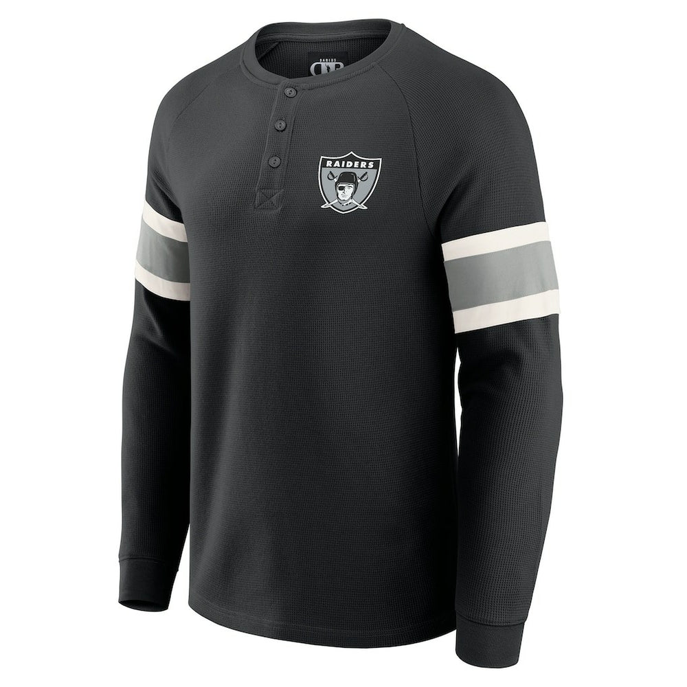 Fanatics Las Vegas Raiders Darius Rucker Collection Waffle-Knit Raglan Long Sleeve Henley T-Shirt Black