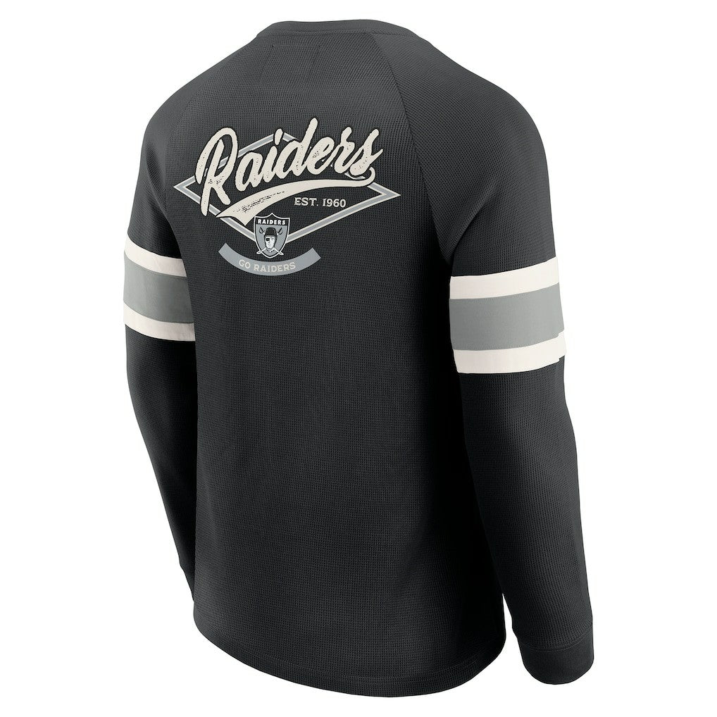 Fanatics Las Vegas Raiders Darius Rucker Collection Waffle-Knit Raglan Long Sleeve Henley T-Shirt Black