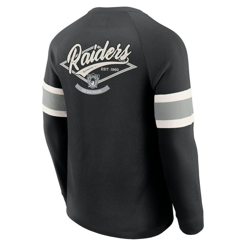 Fanatics Las Vegas Raiders Darius Rucker Collection Waffle-Knit Raglan Long Sleeve Henley T-Shirt Black