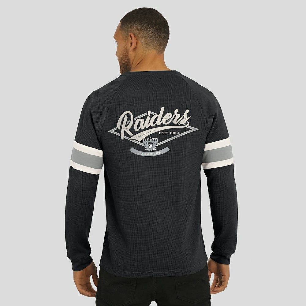 Fanatics Las Vegas Raiders Darius Rucker Collection Waffle-Knit Raglan Long Sleeve Henley T-Shirt Black