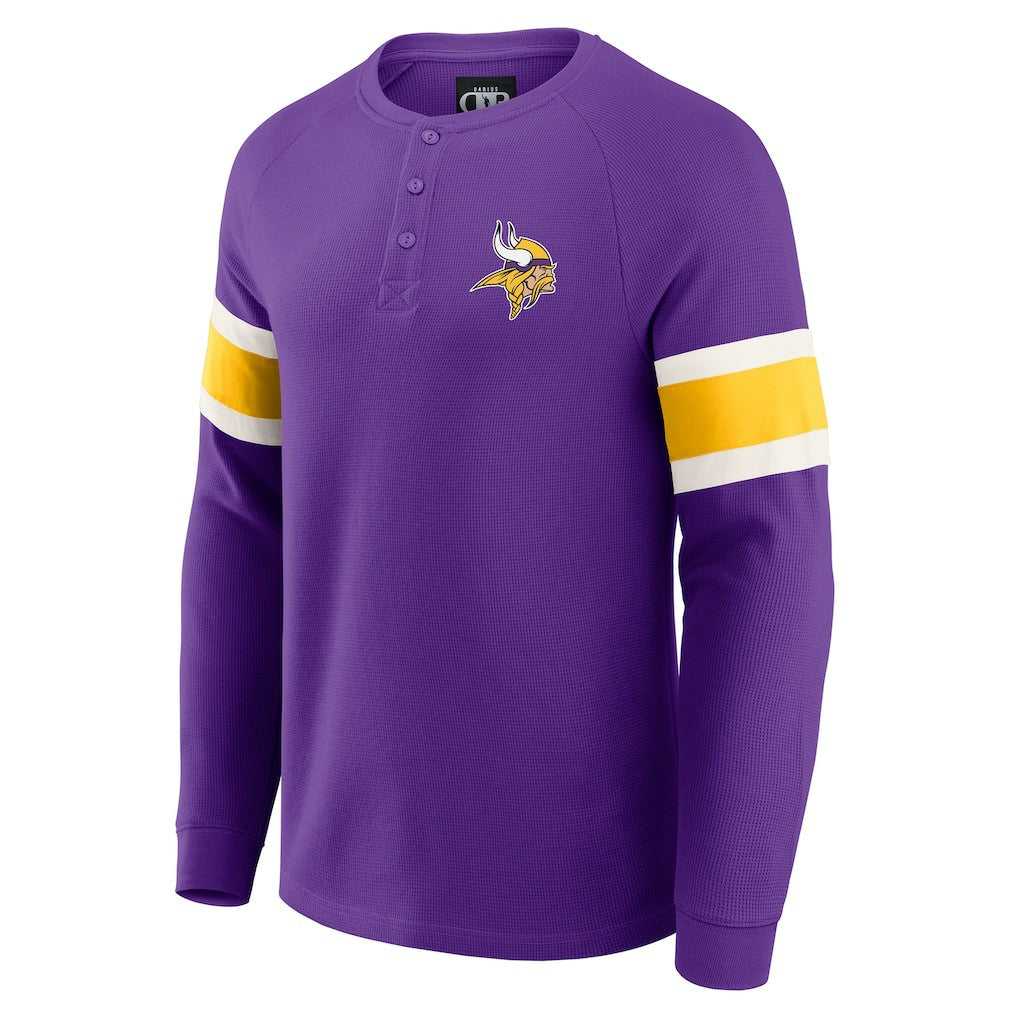 Fanatics Minnesota Vikings Darius Rucker Collection Waffle-Knit Raglan Long Sleeve Henley T-Shirt Purple