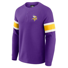 Fanatics Minnesota Vikings Darius Rucker Collection Waffle-Knit Raglan Long Sleeve Henley T-Shirt Purple