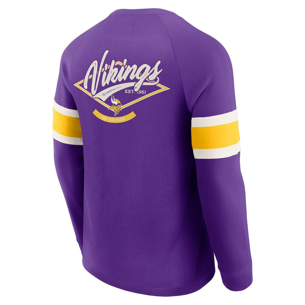 Fanatics Minnesota Vikings Darius Rucker Collection Waffle-Knit Raglan Long Sleeve Henley T-Shirt Purple