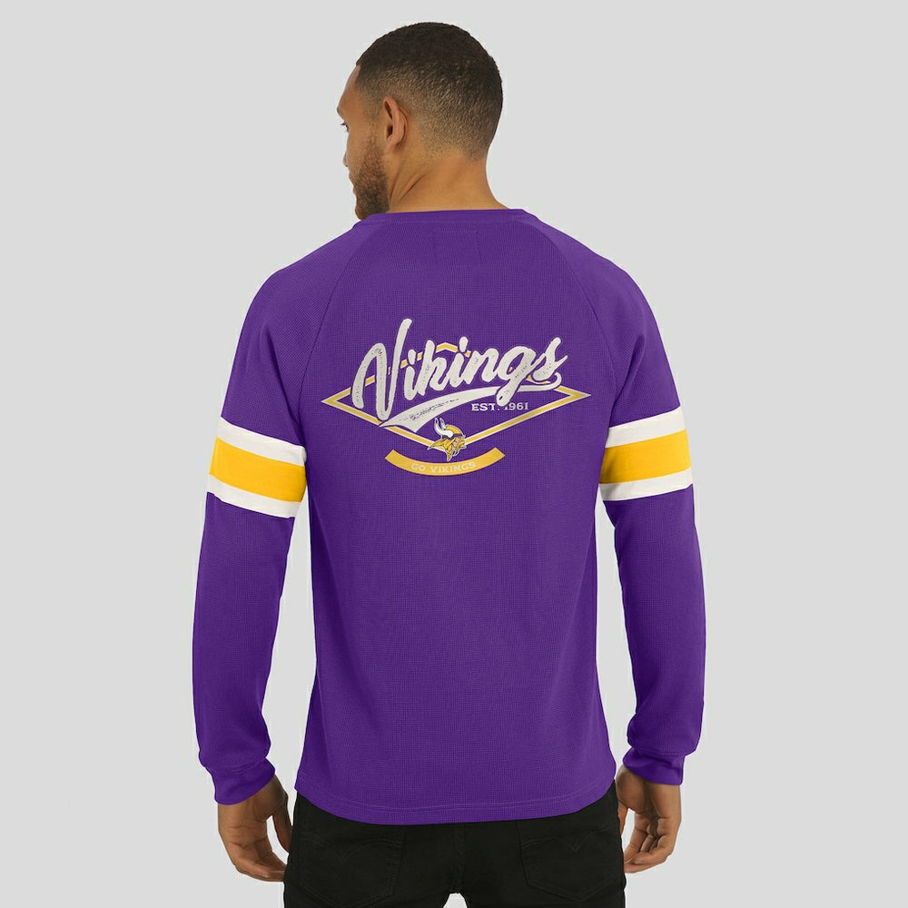 Fanatics Minnesota Vikings Darius Rucker Collection Waffle-Knit Raglan Long Sleeve Henley T-Shirt Purple
