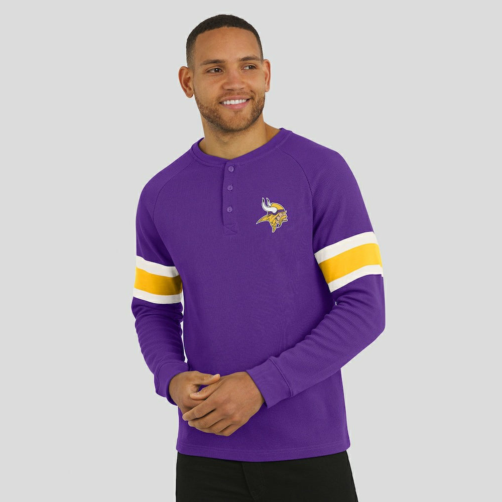 Fanatics Minnesota Vikings Darius Rucker Collection Waffle-Knit Raglan Long Sleeve Henley T-Shirt Purple