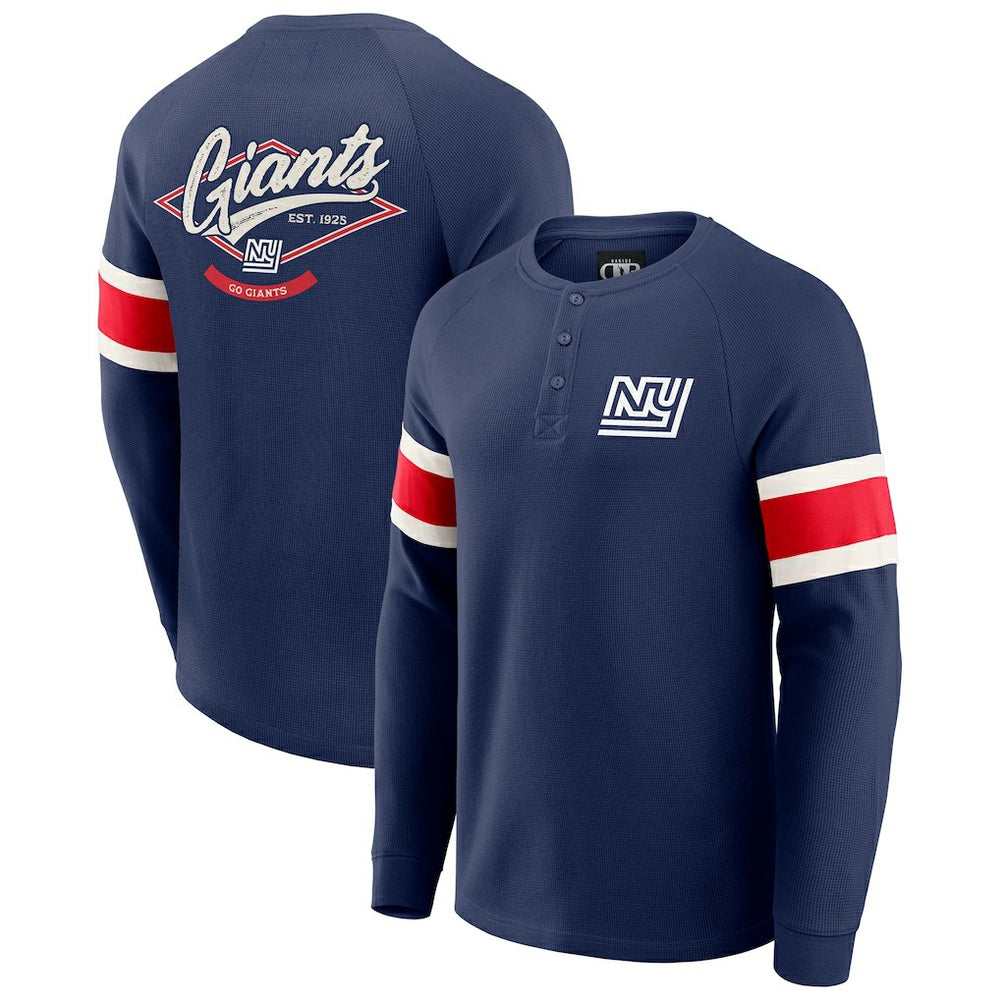 Fanatics New York Giants Darius Rucker Collection Waffle-Knit Raglan Long Sleeve Henley T-Shirt Navy