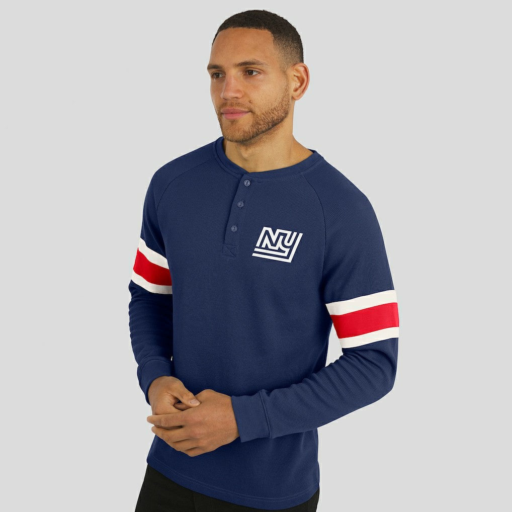 Fanatics New York Giants Darius Rucker Collection Waffle-Knit Raglan Long Sleeve Henley T-Shirt Navy