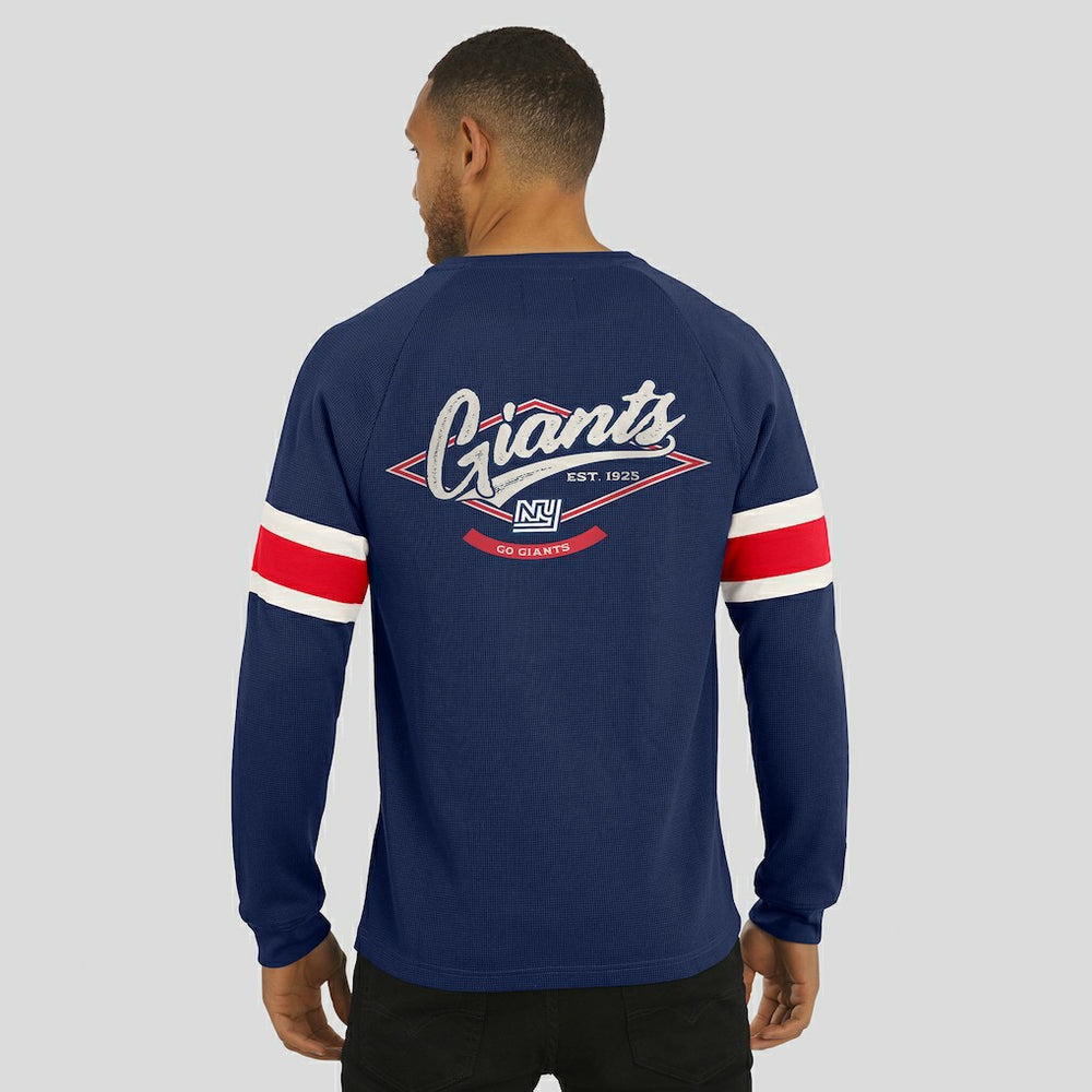 Fanatics New York Giants Darius Rucker Collection Waffle-Knit Raglan Long Sleeve Henley T-Shirt Navy