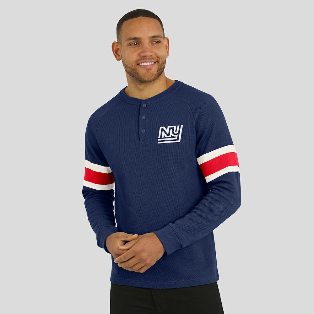 Fanatics New York Giants Darius Rucker Collection Waffle-Knit Raglan Long Sleeve Henley T-Shirt Navy