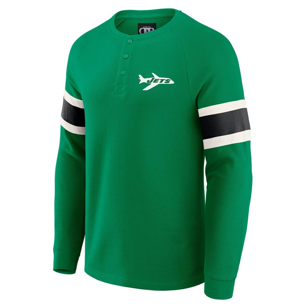 Fanatics New York Jets Darius Rucker Collection Waffle-Knit Raglan Long Sleeve Henley T-Shirt Kelly Green