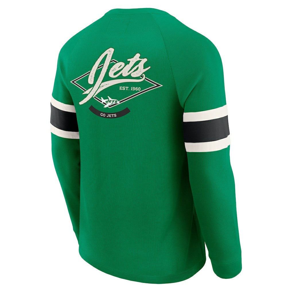 Fanatics New York Jets Darius Rucker Collection Waffle-Knit Raglan Long Sleeve Henley T-Shirt Kelly Green