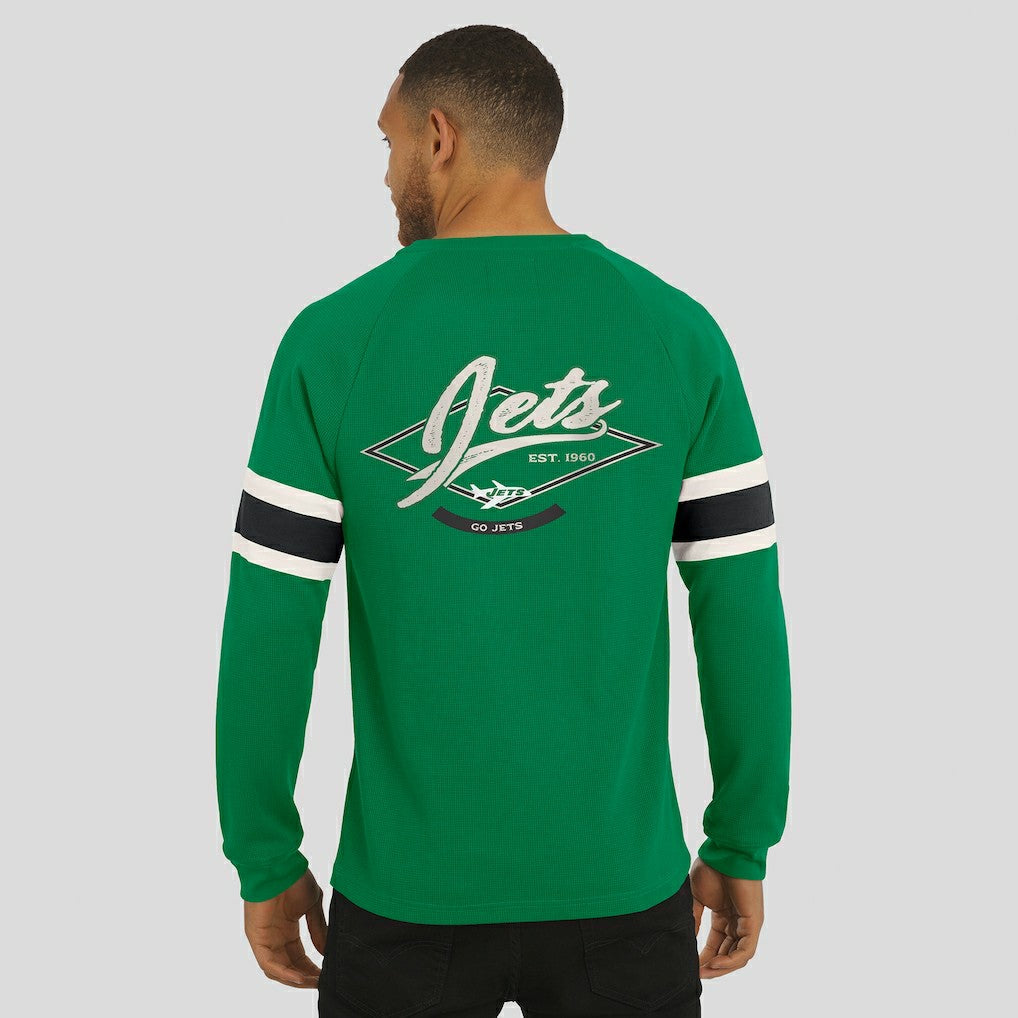 Fanatics New York Jets Darius Rucker Collection Waffle-Knit Raglan Long Sleeve Henley T-Shirt Kelly Green