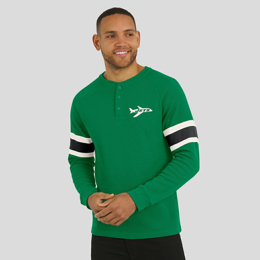 Fanatics New York Jets Darius Rucker Collection Waffle-Knit Raglan Long Sleeve Henley T-Shirt Kelly Green