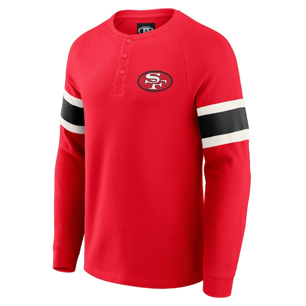 Fanatics San Francisco 49ers Darius Rucker Collection Waffle-Knit Raglan Long Sleeve Henley T-Shirt Scarlet