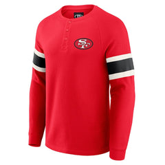 Fanatics San Francisco 49ers Darius Rucker Collection Waffle-Knit Raglan Long Sleeve Henley T-Shirt Scarlet