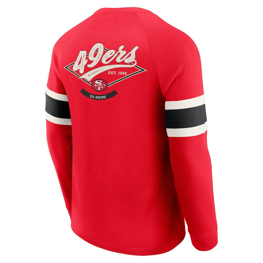 Fanatics San Francisco 49ers Darius Rucker Collection Waffle-Knit Raglan Long Sleeve Henley T-Shirt Scarlet