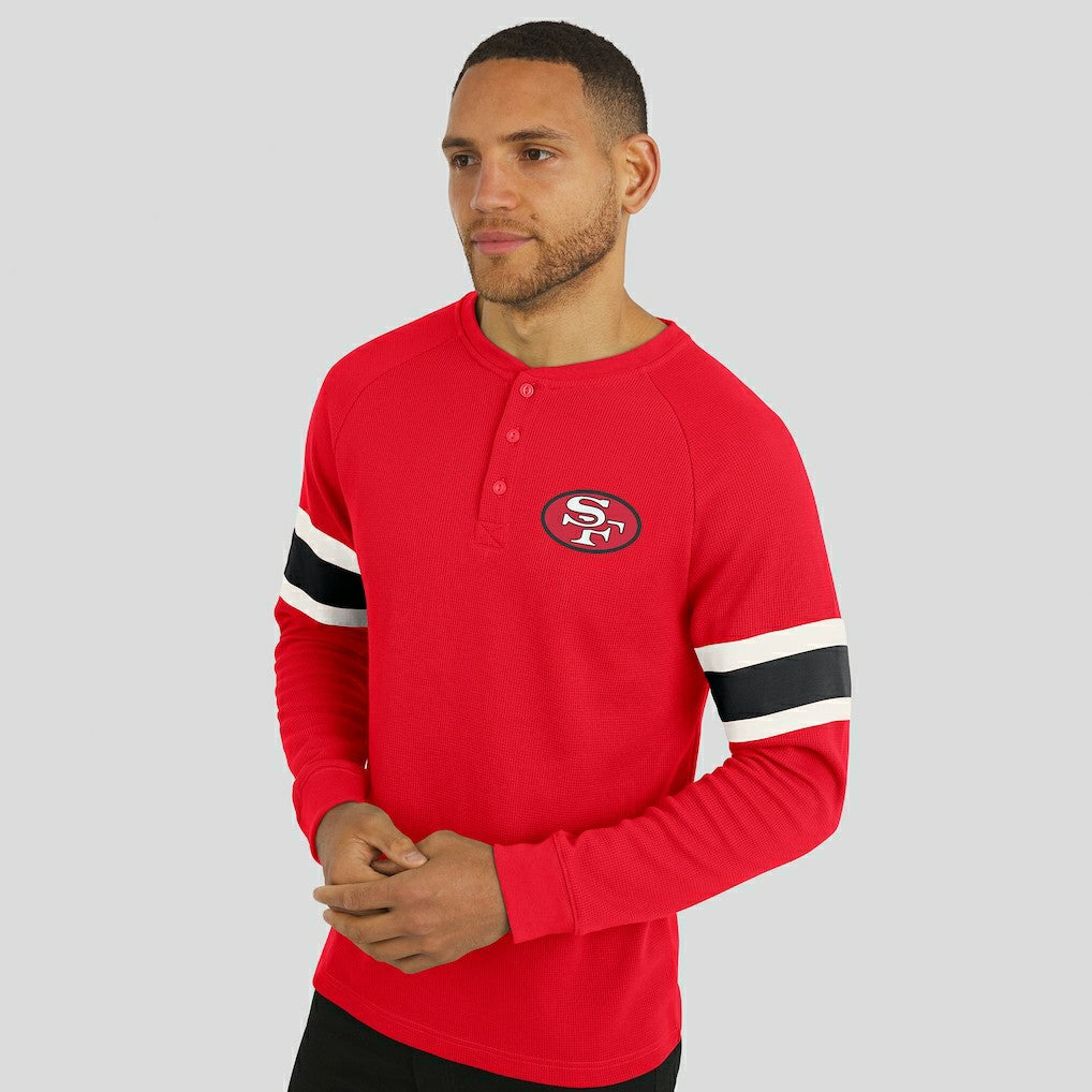 Fanatics San Francisco 49ers Darius Rucker Collection Waffle-Knit Raglan Long Sleeve Henley T-Shirt Scarlet