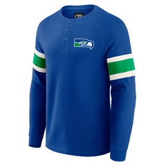 Fanatics Seattle Seahawks Darius Rucker Collection Waffle-Knit Raglan Long Sleeve Henley T-Shirt College Navy