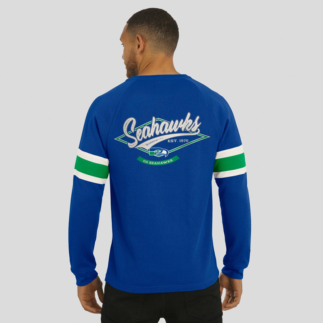 Fanatics Seattle Seahawks Darius Rucker Collection Waffle-Knit Raglan Long Sleeve Henley T-Shirt College Navy