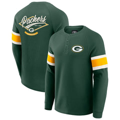 Fanatics Green Bay Packers Darius Rucker Collection Waffle-Knit Raglan Long Sleeve Henley T-Shirt Green