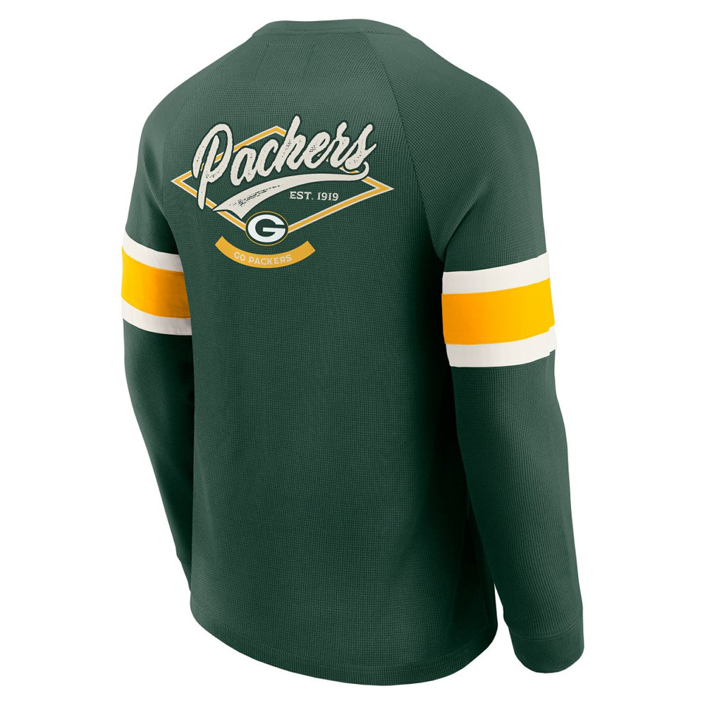 Fanatics Green Bay Packers Darius Rucker Collection Waffle-Knit Raglan Long Sleeve Henley T-Shirt Green
